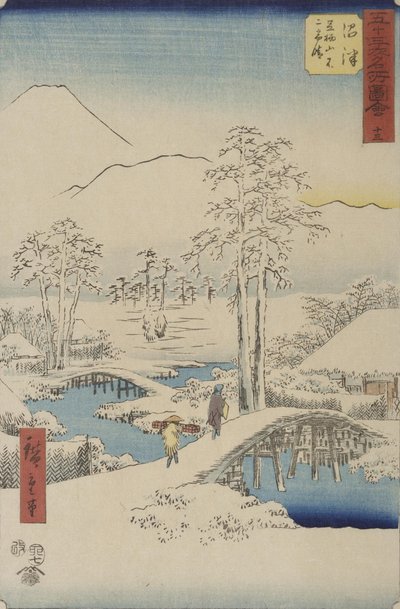 Mont Fuji et mont Ashigara depuis Numazu de la série Vertical Tokaido - Utagawa Hiroshige